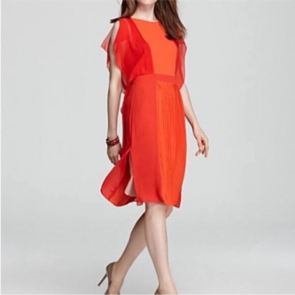 Bcbg Maxazria Runway Elegant Orange/red Chiffon Dress, S - Picture 1 of 10